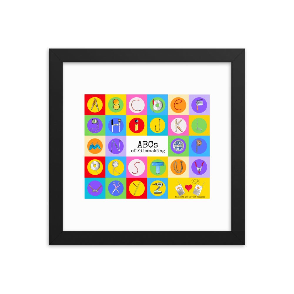 DECOR | ABCs of Filmmaking - Colored Blocks - Square Framed Print - Get Reelisms