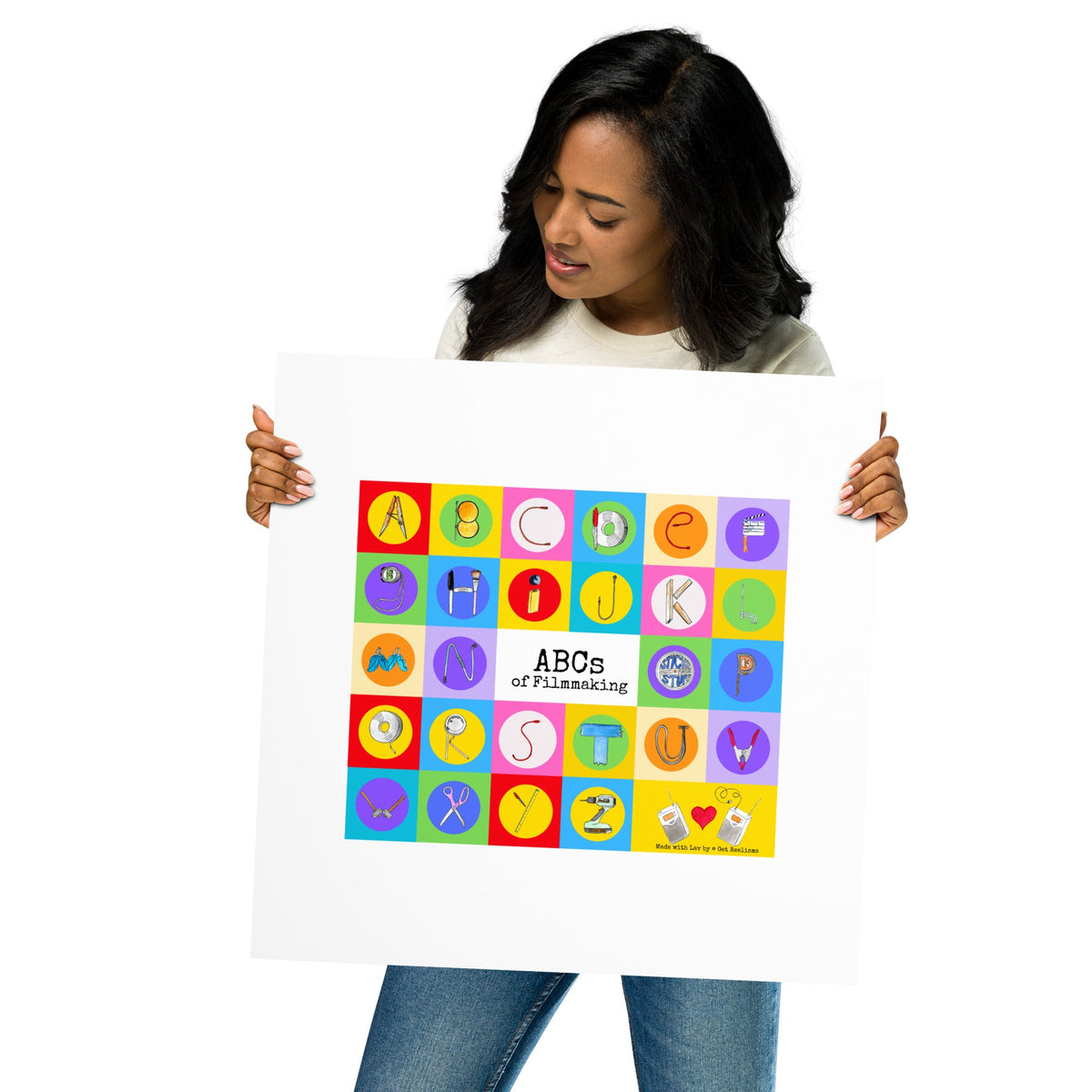 DECOR | ABCs of Filmmaking - Colored Blocks - Square Print - Get Reelisms