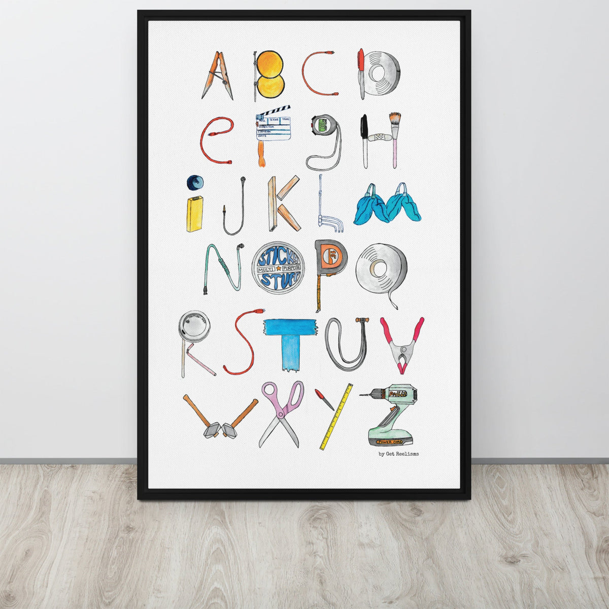 DECOR | ABCs of Filmmaking - Minimalistic - Vertical Framed Canvas - Get Reelisms