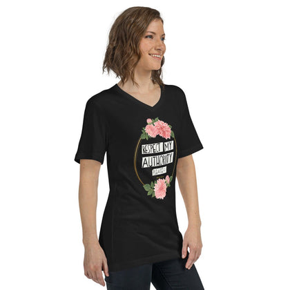 APPAREL | RESPECT MY AUTHORITY PLEASE Unisex Short Sleeve V - Neck T-Shirt - Get Reelisms